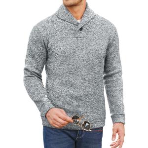 COOFANDY Men Dress Sweater Shawl Collar Sweatshirt Fashion Light Fleece Sweatshirt Dark Blue (X-Large, Grey)