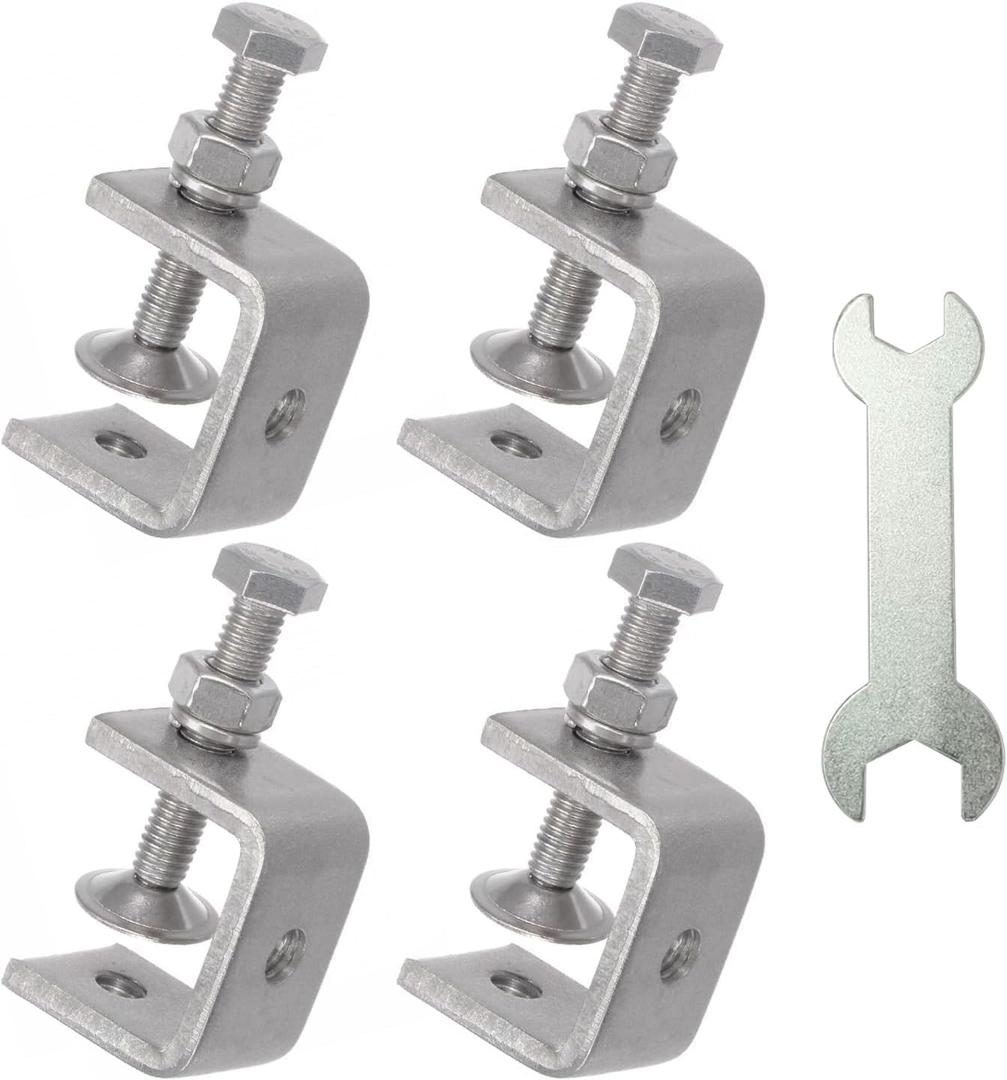 Stainless Steel C Clamps, Mini Tiger Clamp Set for Mounting, Heavy Duty Metal U Clamps, Small Desk G-Clamp with 1.38 Inch Stable Wide Jaw Opening for Metal Working Woodworking Welding Building (4pcs)