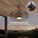 24" Plug-in Outdoor Ceiling Fan with Light, Caged Walnut | Remote/APP, 3CCT Dimmable 2800-6500K, 6-Spd Reversible DC Motor (<35dB), 2553 CFM, IPX4 Covered Only, 16ft Cord, 3 Mounts Walnut-24 inch