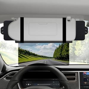 Veharvim Sun Visor Extender for Car (Polarized, UV400, PC Lens, 2 Side Sunshade), Car Visor Extender Sun Blocker, Visor Extender Attachment, Anti-Glare for Safe Driving (Light Black, 2 Pack)