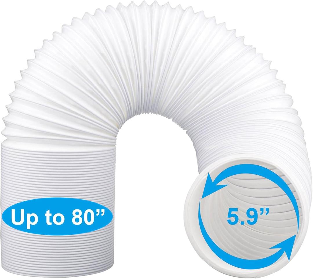 80" Length 5.9 Inch Diameter Portable Air Conditioner Hose Exhaust Vent AC Hose Counter-Clockwise Thread Tube Universal Replacement Compatible with Haier, LG, Delonghi and More
