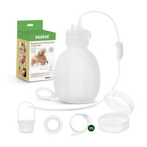 haakaa Supplemental Feeding Tube & Pouch Set, Baby Supplemental Nursing System, SNS Breastfeeding System, Food Grade Silicone, New Upgraded Design with Dual Tube Flow Control