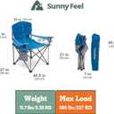 SUNNYFEEL XXL Oversized Camping Chair Heavy Duty 500 LBS for Big Tall People Above 6'4 Padded Portable Folding Sports Lawn Chairs with Armrest Cup Holder & Pocket for Outdoor/Travel/Picnic/Camp, 28D x 42W x 41H in