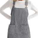 Yousify Womens Casual Denim Dress Fall Striped Overalls Romper Adjustable Straps Sleeveless Jean Dresses with Pockets (XX-Large, Black)