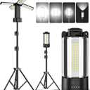 CORESLUX Rechargeable Camping Lights with Stand, 6000K Portable Work Light, 4 LED Lamp Heads Magnetic Flashlight with Detachable Tripod Camping Essentials for Outdoor Work, Garage, Camping, Fishing