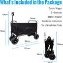 Electric Camping Wagon 350LBS Capacity, 300L Large Foldable Utility Cart with Dual Batteries, All Terrain Off-Road Motorized Hauler for Beach Camping Outdoor Travel Black