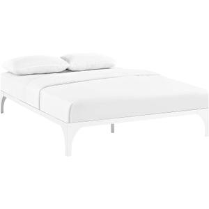 Modway Ollie Steel Modern Full Platform Bed Frame Mattress Foundation with Slat Support in White