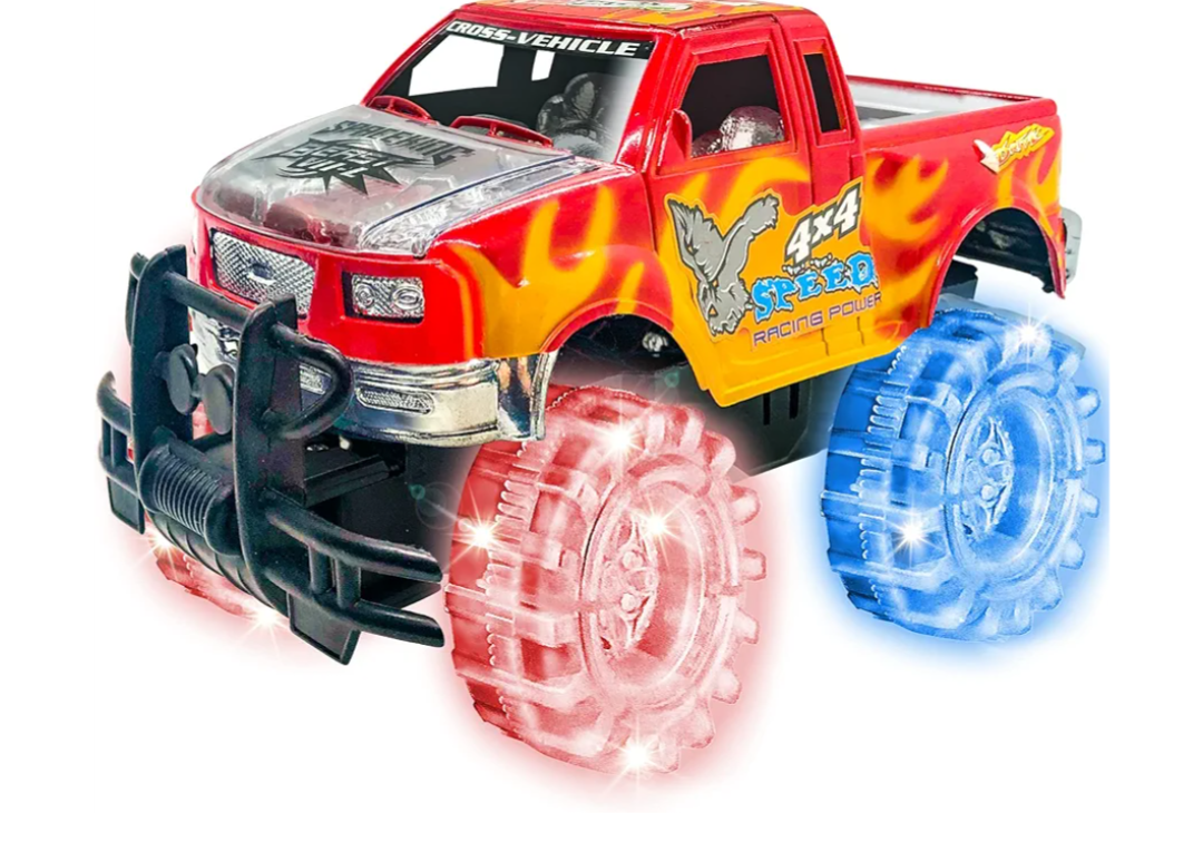ArtCreativity Light Up Red Monster Truck, 1 Piece, 8 Inch Monster Truck Toy with Flashing LED Tires & Batteries, Push n Go Car Toys for Kids, Fun Gift for Boys & Girls Ages 3 & Up…