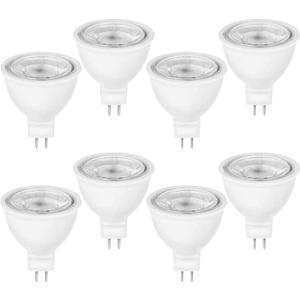 Lxcom Lighting MR16 LED Bulb G5.3 MR16 COB Spotlight 5W LED Light Bulbs 50W Halogen Bulbs 110V Warm White 3000K for Landscape Flood Track Recessed Lighting, Non-Dimmable, 8 Pack
