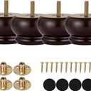 Maricome 2 Inch Wood Furniture Feet Set of 4 Replacement Bun Feet Predrilled M8 Bolt Small Round Furniture Legs for Sofa Couch Ottoman Screw in
