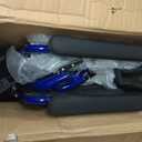 Drive Medical Lightweight Expedition Folding Transport Wheelchair with Hand Brakes - Portable Support - Large Rear Wheels - Compact Folding - Comfortable Design - Blue