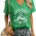 Women's St Patrick's Day Shirt Lucky Shamrock Pub Tee Soft Short Sleeve Irish Tops (Medium, Green)