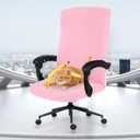 Elastic Computer Chair Cover with Durable Zipper - Protective Removable Washable Universal Office Desk Chair Seat Slip Cover - Stretchy Soft Anti-dust Desk Chair Seat Protector for Dogs, Cats, Pets (Pink)