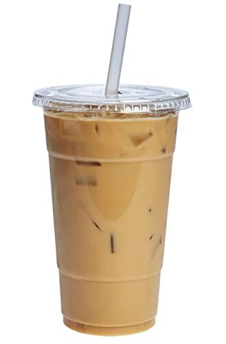 GUSTO [24 oz. - 50 Count Clear PET Cups with Lids, Disposable Coffee Cups with Flat Lids - Ideal for Cold Beverages, Smoothies, and to-Go Drinks - Formerly Comfy Package