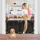 27.5 Inch Tall Folding Dog Gates for Doorways 27.5"-55" Wide 2 Panel Expandable Mesh Baby Gate Short Adjustable Mesh Dog Gate Step Over Puppy Gates for The House Small Doggy Barrier Indoor