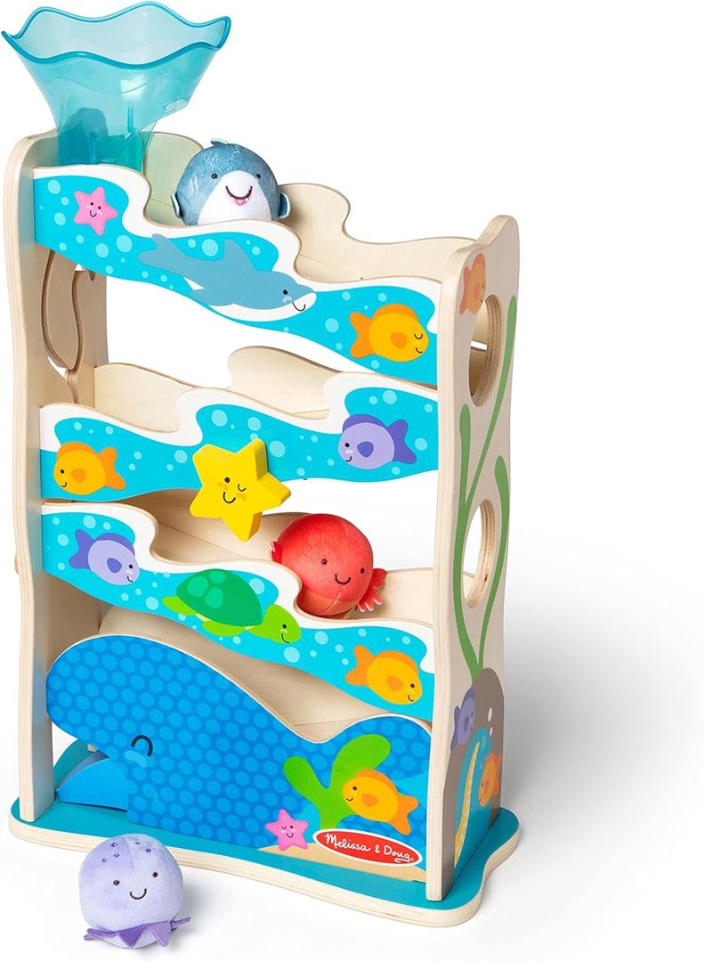 Melissa & Doug Rollables Wooden Ocean Slide Infant and Toddler Toy (5 Pieces) Ocean Themed Toys For Toddlers, Early Learning Toys For Infants And Toddlers Ages 1+ - FSC Certified