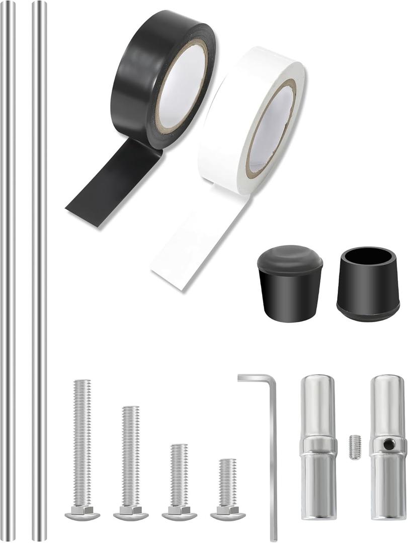 6 ft Aluminum Color Guard Flag Pole with Weight, 2 * 3-ft Color Guard Pole, Can Be Used Alone 3ft, with Plastic Black End Cap Tips and Tape for Standard Lightweight Practice Pole Flags