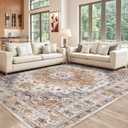 Washable Area Rug 8x10, Large Soft Rugs for Living Room Stain Resistant Non-Slip Backing Rugs for Bedroom, Vintage Clearance Large Area Rug (Turmeric/Grey,8'x10')