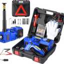 Electric Car Jack kit 5 Ton 12V Electric Floor Jack Lift for Vehicle, Electric Hydraulic Jack Auto Repair Tool Set with Built-in Inflator and Impact Wrench for SUV Sedan Truck Tire Change Blue