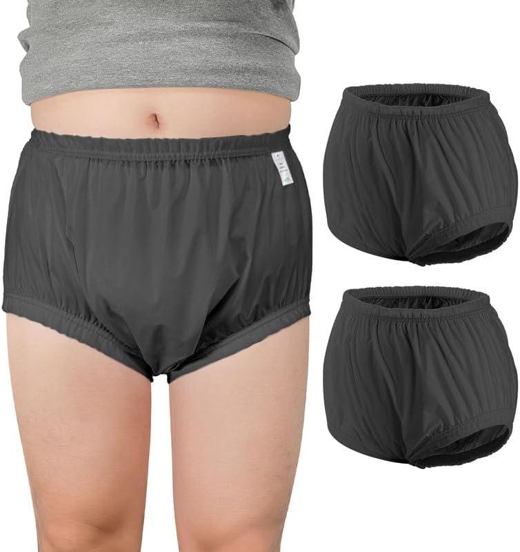 2 PCS Carer Adult Diaper Covers Noiseless Leakproof Underwear Cover Durable, Lightweight Waterproof Underwear for Incontinence (3X-Large, Black)