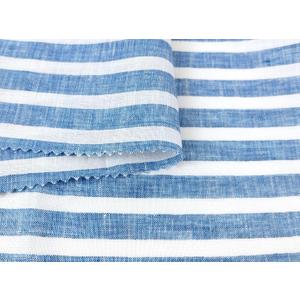 100% Linen Fabric â€“ Lightweight Prewashed â€“ Horizontal Stripe Patterns  Precut Style Soft & Breathable Width by The Linen Lab (Navy 4838, 3 Yard pre-cut)