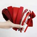 7 PCS Fashion Headbands for Women Floral Vintage Wide Headband Cute Pearl HeadBand Twisted Red Hair Bands for Girls Hair Non Slip Hair Accessories (Red)