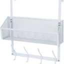 SiaBiced Over The Door Hooks Organizer, Over The Door Storage Rack, Back of Door Storage Organizer for Home, Cabinet, Pantry, Bathroom, White Single Tier