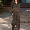 KFUBUO Fall Outfits for Women 2025 2 Piece Lounge Sets Long Sleeve Sweatshirt and Wide Leg Pants Tracksuits Casual Sweatsuit