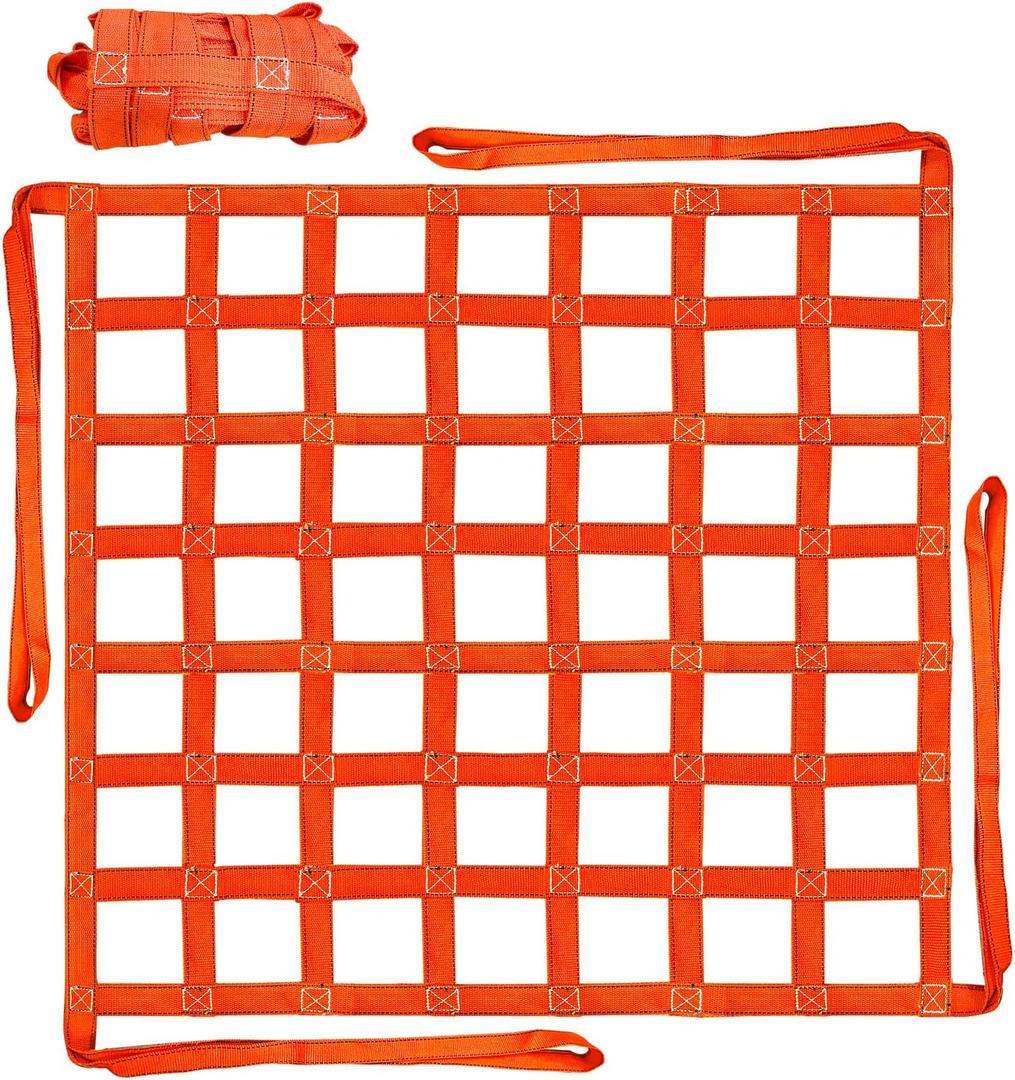 Cargo Lifting Net 3.28' x 3.28', Lifting Net Straps for Hoist 661lbs Load Capacity, Nylon Sling Hoisting Net 10CM Square Hole for Construction Rigging Moving Towing Hoisting Loading Unloading