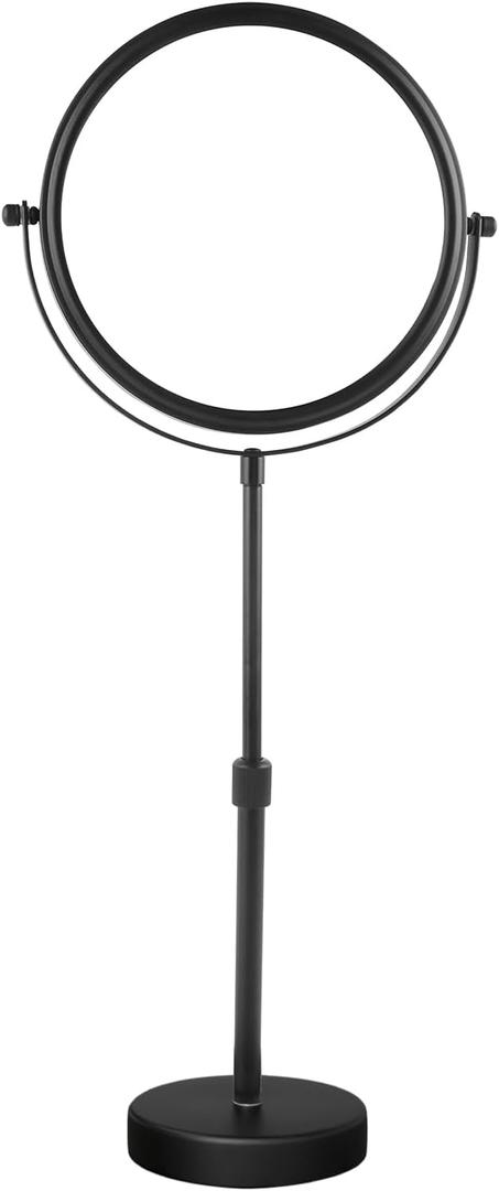 Nicesail Higher Taller Tabletop Makeup Mirror of 8 Inch, 5X Magnified Makeup Mirror Countertop Standing, Height Adjustable, Double Sided Mirror in Matte Black (8 Inch, 5X) (No Light-black)
