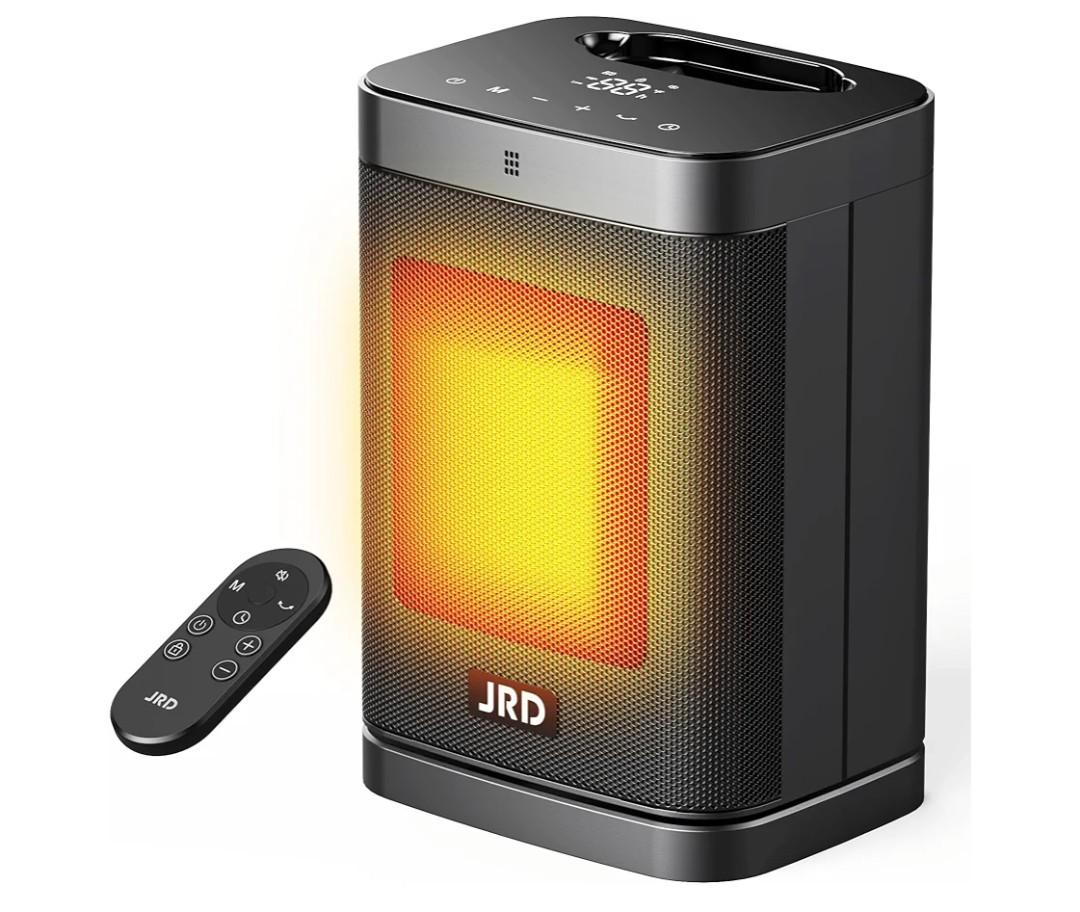 1500W PTC Space Heater Indoor with 80°Oscillation, Thermostat, 12h Timer, Fast Heat, Eco Mode, Remote, Small Quiet Safe Room Electric Heater, Portable Desk Heat for Office Bedroom Home