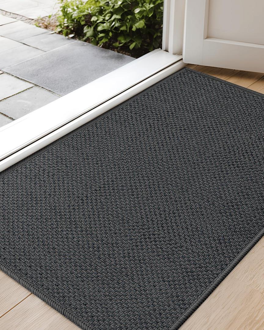 Color&Geometry Door Mat 26"x47", Front Door Mat Indoor Rugs for Entryway, Non Slip Washable Low-Profile Inside Doormat, Entry Mat Entry Rug Indoor Entrance, Heather Grey (Rolled-up NO Creases)