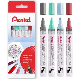 Pentel Permanent Pigment Ink Paint Marker Pens - MMP10 - Contained in Cardboard Wallet (Pearl Wallet of 4) Pentel Permanent Pigment Ink Paint Marker Pens - MMP10 - Contained in Cardboard Wallet (Pearl Wallet of 4)