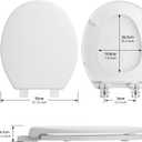 Toilet Seat, Round Toilet Seat with Slow Close Hinges, Never Loosen, Easy Installation and Cleaning, For Most Standard Round Toilet Seats(16.5"), Two Sets of Parts, Durable Plastic