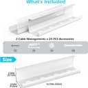 KHAMAL Cable Management Under Desk 26PCS - Cable Management Tray Kit Ventilated Hexagonal Design with Cable Clips, Wire Ties, Cord Holder & Screws for Office, Home - 2 White Sets