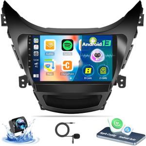 SIXTOP [8-Core 2+64G] Android Car Stereo for Hyundai Elantra 2011-2013 with Carplay Android Auto 59 Theme 9 inch Touchscreen Bluetooth 5.0 FM/RDS Network Radio DSP 32EQ AI Voice GPS