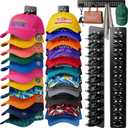 2 Pack Hat Organizer for Baseball Caps, Detachable DIY Hat Rack for Wall Hat Holder Hold up to 22 Hats, Baseball Cap Organizer Cap Holder Hat Hangers for Wall Closet Door Bedroom (C-Black)