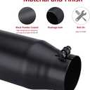 LCGP Exhaust Tip 3.5" Inlet 5" Outlet 12" Long, Bolt On Design, Stainless Steel, Black Powder Coated, Rolled Angle Cut, Tailpipe Tip