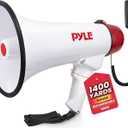 Pyle Megaphone Speaker PA Bullhorn - with Built-in Siren Rechargeable Battery, Auxiliary Jack 40 Watts & 1000 Yard Range - Record Function Ideal for Football, Baseball, Basketball Cheerleading Fans and Coaches or for Safety Drills - PMP48IR