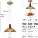 Pendant Lights Kitchen Island 2 Pack 9.84 Vintage Pendant Lighting Textured Glass Shade Small Hanging Lights Fixture Single Farmhouse Chandelier for Dining Room Bedroom Bar, Adjustable Height (gold and wood)