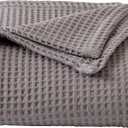 100% Cotton Waffle Weave Bed Blanket | Soft, Breathable, and Lightweight Blanket for All-Season | Perfect for Layering | Brielle Collection (King, Charcoal)
