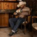 Lumeheel Cowboy Boots for Men - Western Men's Boots with Classic Embroidered, Slip on Square Toe Boots, Slip Resistant Country Boots Chunky Heel Ankle, Durable Short Boots for Spring Fall Size 12