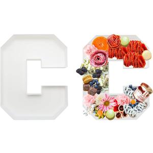 10 Inch Plastic Fillable Letter for Charcuterie, Party Table Centerpiece, Waterproof (C Style)