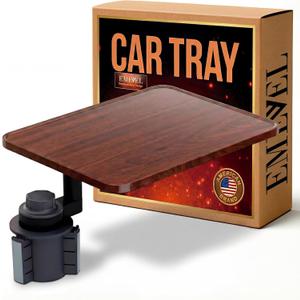 EMEVEL - 360 Rotating Wood Car Tray  Adjustable Car Desk & Car Table Tray, Cup Holder Table Fits Any Vehicle, Portable Table for Eating, Laptop, Travel, Work, Drive Thru Tray, Car Laptop Mount