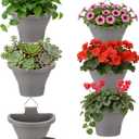 MADHOLLY 6Pcs Vertical Hanging Planters for Outdoor Plants - Wall Plant Holder for Indoor Decorations Garden Fence, Plastic Flower Pots with Drainage Grid and Hooks (Gray)