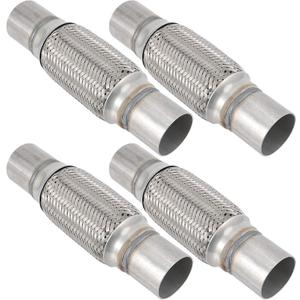 ZEONHAK 4 Pack 2 x 6 Inches Stainless Steel Heavy Duty Exhaust Flex Pipe, Double Braid Exhaust Flex Tube, Overall Length 10 Inches