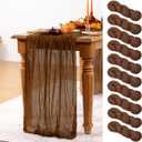 Brown Cheesecloth Table Runner 10 Pack Spring Table Runners Boho Gauze 120 Inches Marron Cheese Cloth Table Decor for Wedding Bridal Baby Shower Valentine's Day