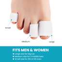 Povihome Toe Sleeves, Toe Protectors, 12 Pack Toe Tube Pads for Hammer Toe, Stubbed Toe, Corns, Calluses Protect (3 Different Sizes, White)