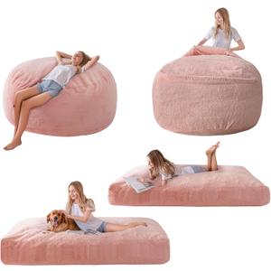 MAXYOYO Giant Bean Bag Chair Bed for Adults, Includes Two Beds, Convertible Beanbag Folds from Lazy Chair to Floor Mattress Bed, Big Sofa Bed, High-Density Foam Filling, Machine Washable