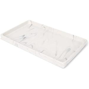 NAT & Jules 10 x 6 Ceramic Stoneware Vanity Tray - Perfect Bathroom or Kitchen Counter Organization Décor: Sponge Holder, Soap Dish, Jewelry and Perfume Tray, Marbled Cream